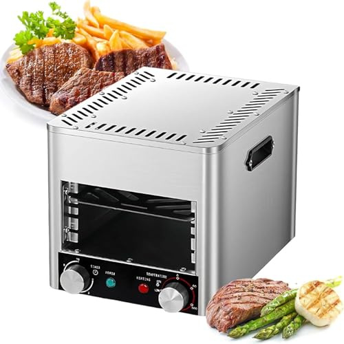 MANYOUYOU Asador Comercial De Interior, Parrilla De 4 U 8 Capas, con Temporizador De 10 Minutos Y Ajuste De Temperatura De 800 °c, Horno Eléctrico Comercial para Carnes con Bandeja Y Parrilla. A