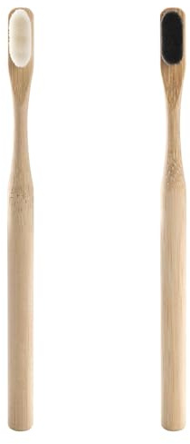 Set di 2 spazzolini da denti in bambù, spazzolini da denti a setole morbide in bambù, spazzolini da denti micro-nano in bambù morbido ecologico, forte capacità di pulizia per famiglie bambini e adulti