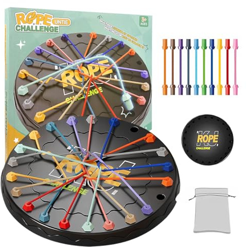 Daimeitec Rope Untangling Puzzle Game, Brainy Strategy Board Game Challenge for Kids & Adults- Multi-Level Logic Game Travel-Friendly Educational Toys