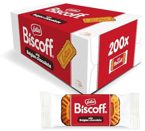 Lotus Biscoff | Karamellisierter Keks mit Schokoladenüberzug | 200 Einzeln Verpackte Kekse | Nur Natürliche Inhaltsstoffe | Ohne Farbstoffe oder Zugesetzte Aromen | 200x1 | 1,47 kg