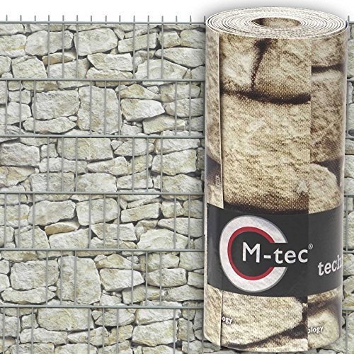 Sichtschutzstreifen mit Motiv/M-tec Print® / PVC/Hellen Sandstein Toscana für 3 Reihen im Zaunfeld inkl. 6 Klemmschienen - SIE KAUFEN Hier DIREKT BEIM Hersteller -