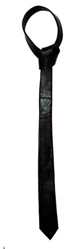 LSM Cravate élégante en cuir noir, Noir , 14.5