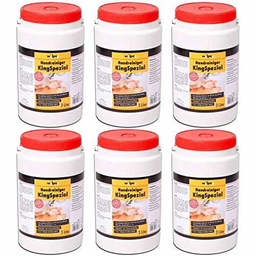 WILPEG Handreiniger 3 Liter - Seife, Waschpaste, Handwaschpaste für starke Verschmutzungen wie Farbe, Klebstoff, Teer u.v.m. (KingSpezial 6x 3L)
