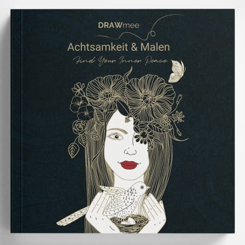 DraWmee - Livre de coloriage de luxe pour adulte - Livre de coloriage élégant avec animaux, fleurs, portraits et affirmations positives - Mandalas pour adultes - Relaxation et pleine conscience