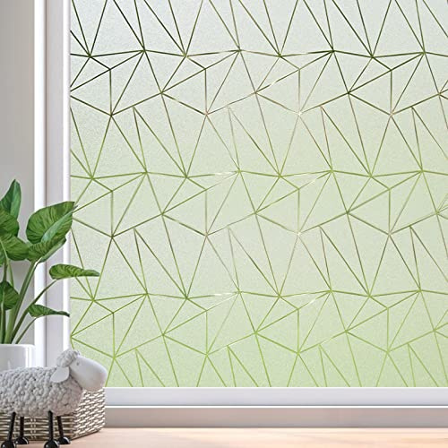 Coavas Frosted Glass Window Privacy Film, Static Cling Decorative Covering for Bathroom Bedroom Door, No Glue Removable Vinyl UV Blocking Heat Control, 17.5 x 78.7 inch