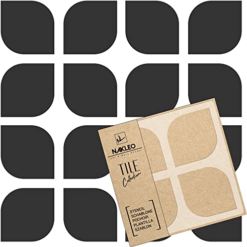 NAKLEO Tile Painting Stencil 10x10 cm, Teruel Geometric Retro Ornament, Plastic Reusable Template, Home Decor Craft DIY, Floor Concrete Patio Wall - Terracotta