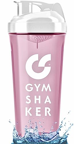 GYMSHAKER Protein Shaker 800 ml - Wabenstruktur-Sieb für cremige Protein Shakes - auslaufsicher & BPA frei - Rosa