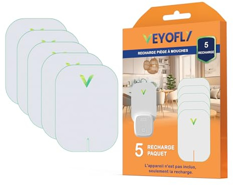 VEYOFLY Ricarica Trappola Insetti Volanti - Ricariche per Cattura Insetti da Interno, Trappolaa Mosche da Interno, Trappola per Zanzare, Insetti, Moscerini, Tarme e Mosche della Frutta (Pacco da 5)