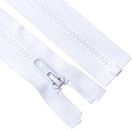 Sawoake 2PCS #5 13 Inch Separating Jacket Zippers for Sewing Coats Jacket Zipper White Molded Plastic Zippers Bulk Tailor DIY Sewing Tools for Garment/Bags/Home Textile