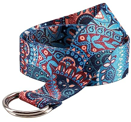 NVKIC Women's Web Belt with Double D-ring Buckles 1.5 Wide Vintage Colorful Printed Adjustable Casual Jeans Belts 51 Inch Long