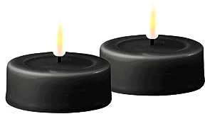 ReWu Deluxe Homeart - Velas de té grandes (2 unidades), color negro