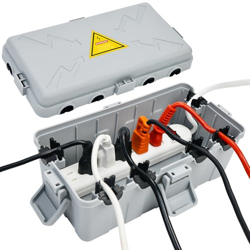 Außenbereich Elektrobox,IP54 Wasserdichte Outdoor Outlet Covers, Wetterfeste Verlängerungskabel Abdeckungen Schützen Steckdose, Steckdose, Timer,Plug,Holiday Light(27x14x11,5 cm)-Grau