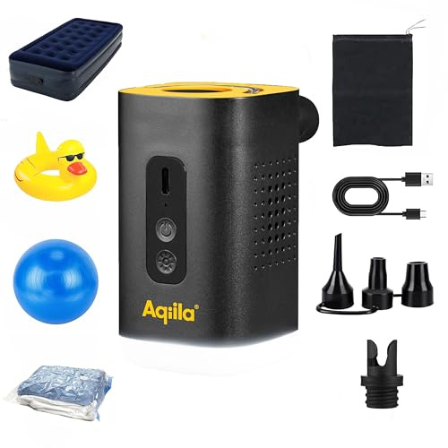 Aqiila Airbird C2 - Pompa d'aria portatile e compressore ad alte prestazioni con amplificatore tascabile, impostazione rapida e spegnimento automatico, gonfiatore preciso di materassi e palloncini