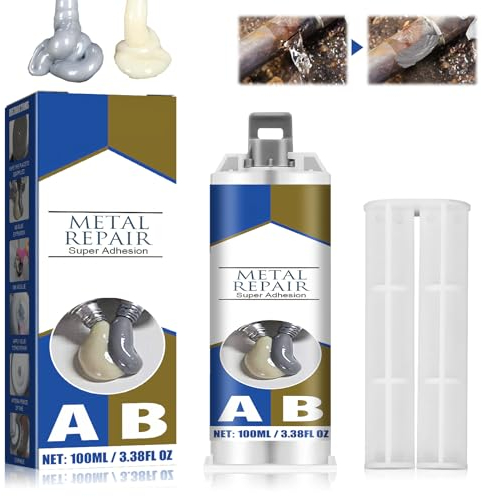 Metallkleber, 2 Komponenten Kleber für Metall, Metallkleber Hitzebeständig, Metallkleber Extra Stark, Flüssigmetall, Kommt Mit Zubehör, Wasserfest, Schnelle Reparatur Aller 100g (Flaschen)