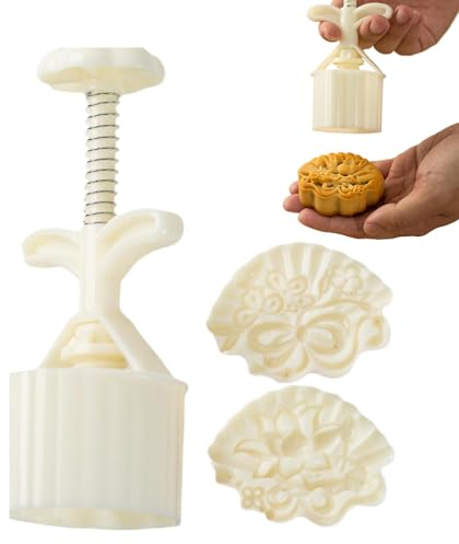 Mondkuchenformen-Set - Mondkuchenformpresse | Multifunktionale Kuchenform, Niedliches Kreative Mondkuchen-Pressformen, Plätzchen-Mondkuchen-Formen-Set, Blumen-Mond-Kuchenform 6,6 x 5 cm
