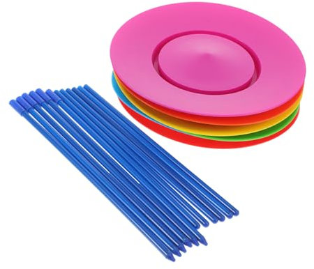 Toyvian 6 Pièces Assiettes Tournantes avec Bâtons De Jonglage Équilibrés pour Spectacles De Performance Et Débutants