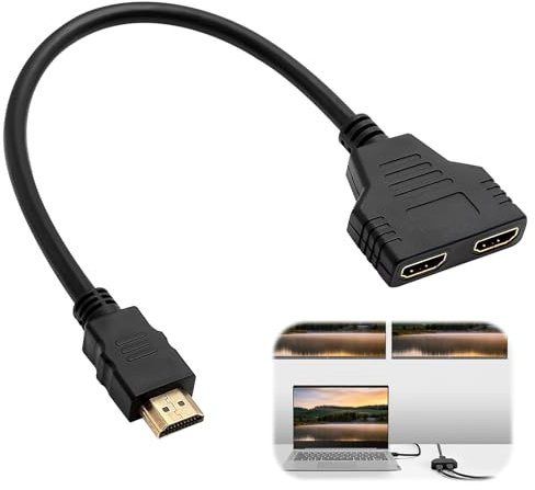 Vidacharmy Splitter HDMI 1x2, 1080P Maschio Doppia Presa, Duplicatore HDTV, Monitor e Proiettori, Commutazione Doppia Porta