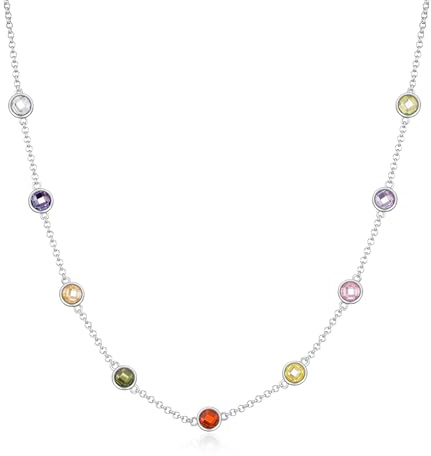 Philip Jones Silver Plated Multi Coloured Crystal Necklace Created with Zircondia® Crystals