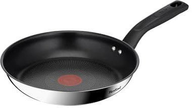 Tefal Titanium Max 24cm Stainless Steel Frying Pan, Long Lasting Non Stick, Smart Cooking Signal Technology - Suitable for All Hobs + Induction