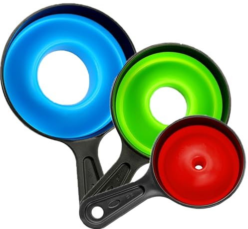 DILUSILK 3-Piece Silicone Funnel Set - Kitchen Funnel, Flexible & Efficient, Suitable For Mason Jars And Jams, For Easy Transfer Of Sauces