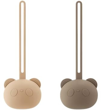 PandaEar Lot de 2 Boîtes à Sucettes en Silicone, Étui de Rangement en Forme d’Ours avec Sangle pour Voyage, Boîte Portable Souple pour Tétine de Bébé Nouveau-né