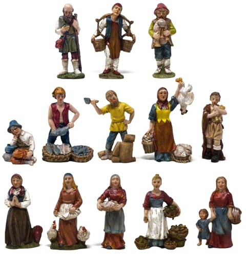 Rossi Rosa Statuine in Resina per Presepe 10 cm 13 Personaggi