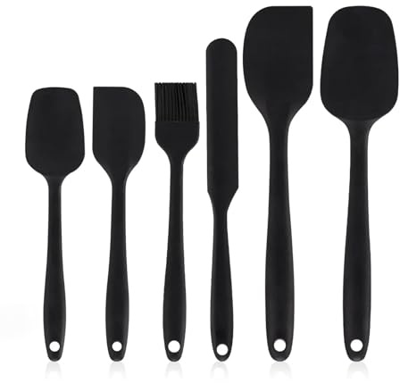 Espatula Reposteria Juego de espátula silicona 6 piezas, espátulas antiadherentes resistentes al calor, volteador for cocinar, hornear, mezclar, herramientas for(Black)