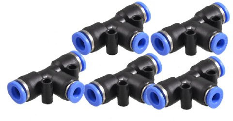 sourcing map 5X Air Pneumatic Tee Adapters 8mm to 6mm One Touch Fittings Connectors