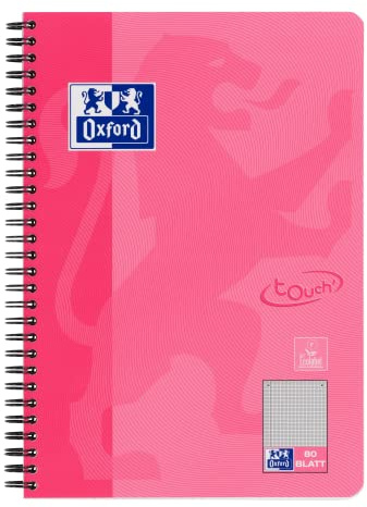Oxford Touch Collegeblock B5 kariert mit Rand, 80 Blatt, pink
