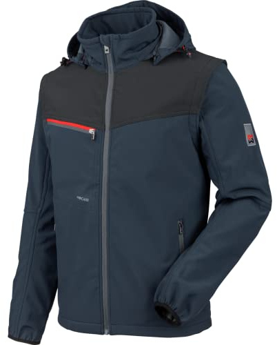WÜRTH MODYF Softshelljacke Stretch X – hochwertige Arbeitsjacke für die KFZ- oder Sanitärbranche in der Größe XL – wasserabweisend (8.000 mm WS) mit abnehmbaren Ärmeln & Kapuze – in blau