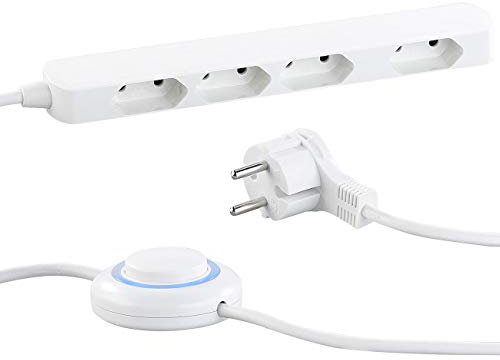 revolt schmale Steckdosenleiste: Extraschmale 4-fach-Steckdosenleiste für Eurostecker, mit Fußschalter (schmale Steckdose, Steckdosenleiste schmaler Stecker, Mehrfachsteckdose schmalem)