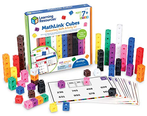 Learning Resources MathLink Cubes Elementary Math Activity Set - Math Manipulatives for Elementary School, 1st Grade Learning & Education Toys, Counting Blocks for Classroom Centers and Homeschool