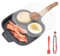 Bobikuke Divided Frying Pan, Non Stick Fried Egg Pan with Lid All in One Pan, 3 in 1 Multi Section Breakfast Skillet