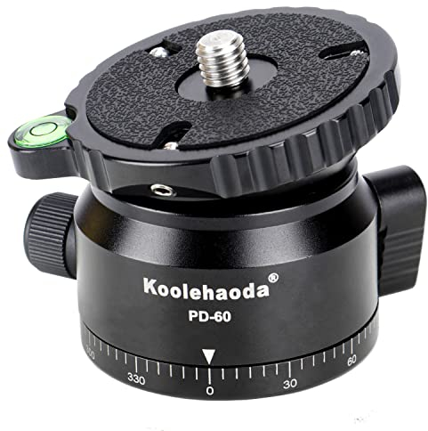 Koolehaoda PD-60 Stativ Nivellierbasis Leveling Base mit 3/8 Gewinde und 360° Panorama-Basis, +/- 15 Grad Präzisionseinstellung für Videokopf, Stative und Einbeinstativ