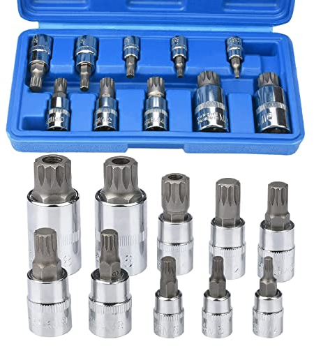drado Jeu de Douille XZN 10 pièces Lot de douilles multiples M4 / M5 / M6 / M8 / M9 / M10 / M12 / M14 / M16 / M18, Douille Torx Male