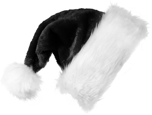 VEYLIN Father Christmas Hat Black Santa Hats Large for Adults Men Women Thickened Warm Christmas Party Hats