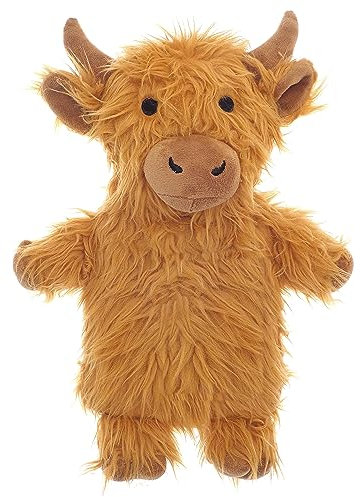 Olivia Rocco Novelty Animal Hot Water Bottle, Fluffy Hot Water Bottles with Cover for Kids Or Adults, 1L Natural Rubber Hot Water Bag for Long Lasting Heat, Highland Cow