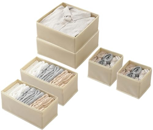 XongSyue Organizer Armadio, 6 PCS Organizer Cassetti, Contenitori per Armadio Salvaspazio, Scatole per Armadio, Cassetti per Armadi Interno, Pieghevoli Organizer per Cassetti, Reggiseni, Cravatte