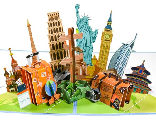 CNLITIHEKA Travel Pop Up Card, Pop Up Card for Travel Lover
