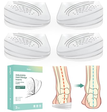 Welnove taloneras silicona taloneras para zapatos - 2 par plantillas ajustables de 3 capas para la supinación, plantillas adhesivas para pies planos, fascitis plantar y piernas arqueadas - L