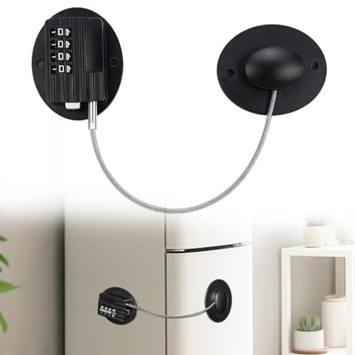 QGGTQG Kühlschrank Schloss mit Code Selbstklebend Schubladen Kindersicherung Kindersicherung Schranksicherung mit 4-stelligem Passwort Ohne Bohren für Schrank, Kühlschränke (Schwarz, 1 Stück)