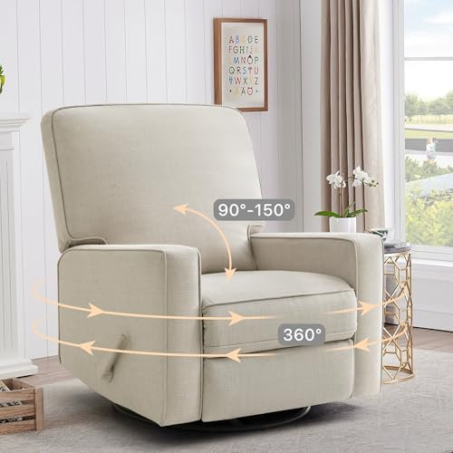 MEROUS Relaxsessel mit Liegefunktion, 360° Drehsessel mit Rocking, Fernsehsessel mit verstellbare Rückenlehne, Manueller Sessel, Schlafsessel, Liegesessel Ruhesessel für Senioren & Stillenden