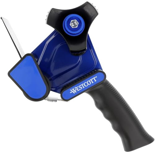 Westcott Paketbandabroller | Paketklebeband Abroller für Paketband 50 mm x 66 m (Kern-Ø 76 mm) | Klebebandabroller mit ergonomischem Griff | E-730402 00