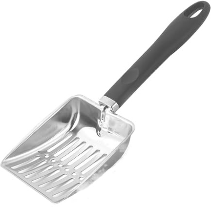 Askrengöring sikt, kolskopa verktyg, eldstadsspade, rostfritt stål urholkad design ergonomiskt handtag robust för inomhus och utomhus, 30 x 10 cm