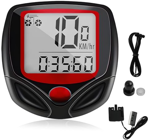 Fahrradcomputer Kabelgebunden, LCD Kilometerzähler Tacho, 23 Funktionen, Wasserdicht, Geschwindigkeitsmesser, Radcomputer für Rennrad,Einfache InstallationWarten auf Verschiedene Automodelle