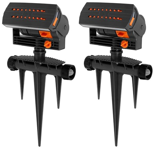 2 irrigatori quadrati a 16 fori, 90 m², irrigatori da giardino con funzione di rotazione automatica, di irrigazione, per giardino e prato (2 pezzi)