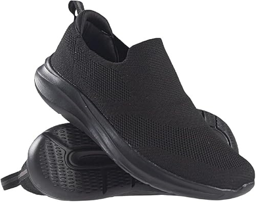 Mens Slip On Memory Foam Sports Casual Walking Running Breathable Canvas Gym Walk Trainers Shoes Sneakers Size (Black, UK Footwear Size System, Adult, Men, Numeric, Medium, 10)