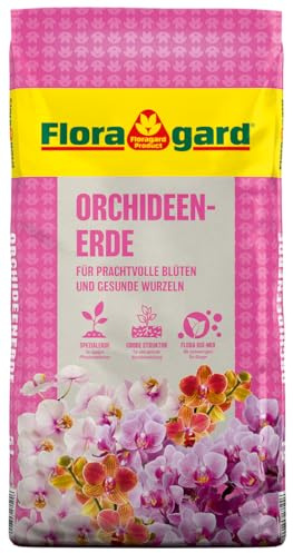 Floragard Orchideenerde 5L - Torffreie Premium Spezialerde für Orchideen mit Pinienrinde & Kokos - Langzeit-Dünger für prächtige Blüten - Phalaenopsis Cymbidium Cattleya
