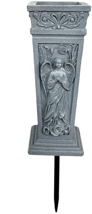 Gravvas – ängel gravyr för alla väder, blomhållare gravvaser, för kyrkogård mausoleum gravsten mamma pappa vänner släktingar