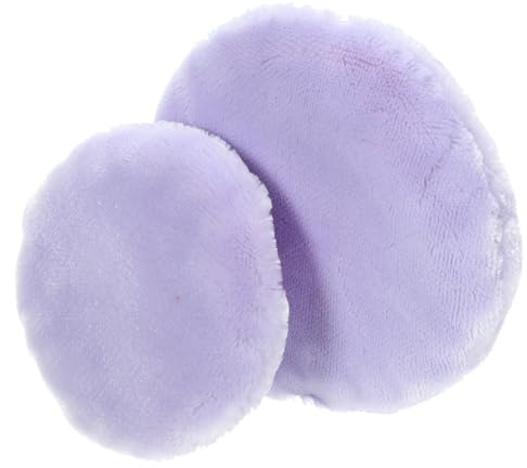 HOMSFOU Borlas de Maquillaje Redondas Dobles Púrpura 2 Piezas, Borla de Polvo de Terciopelo 75x20 Mm y 55x18 Mm para Maquillaje Facial, Portátil y Compacta para Uso en Cremas